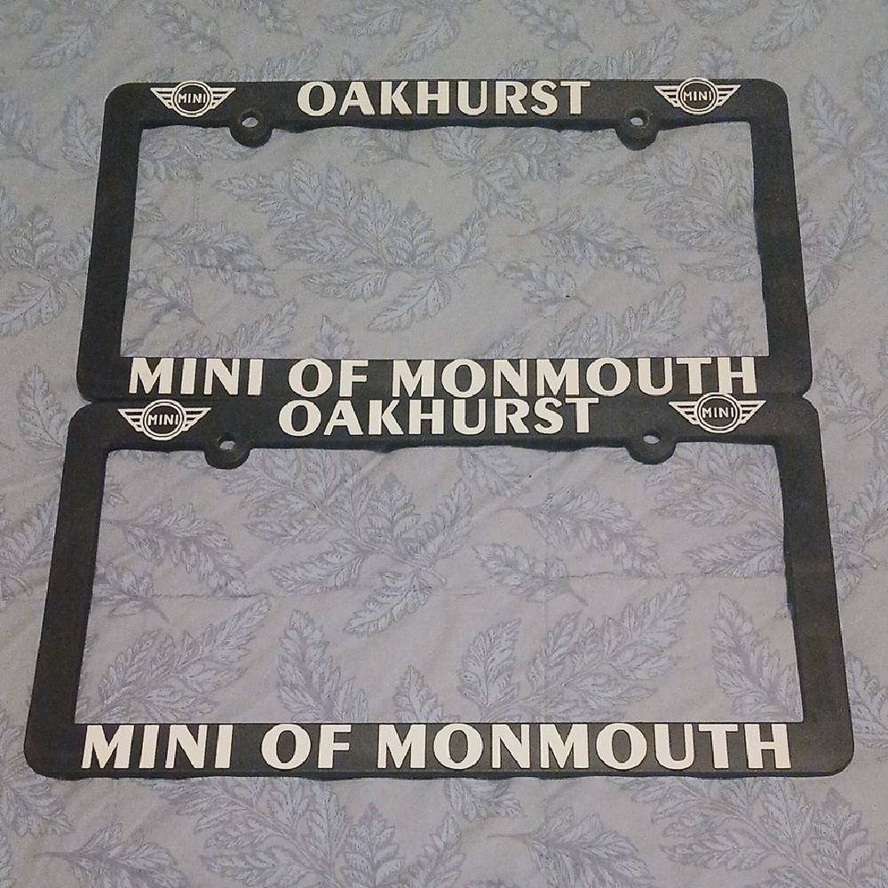 Mini Cooper License Plate Frames Black & White Set of 2